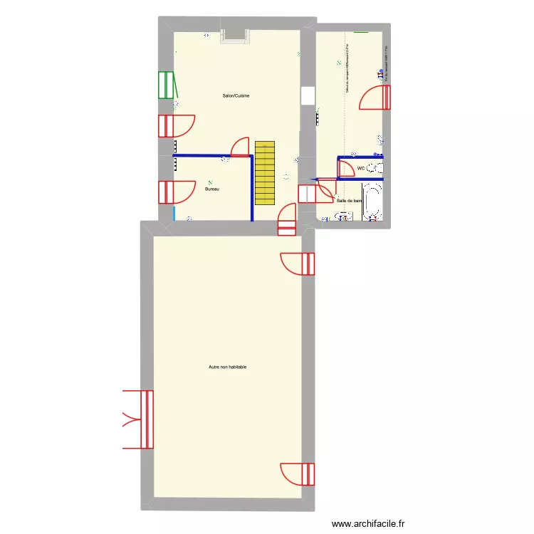 Saudron RDC Futur. Plan de 6  et 130 m²
