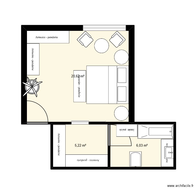 plan sp. Plan de 3 pièces et 32 m2