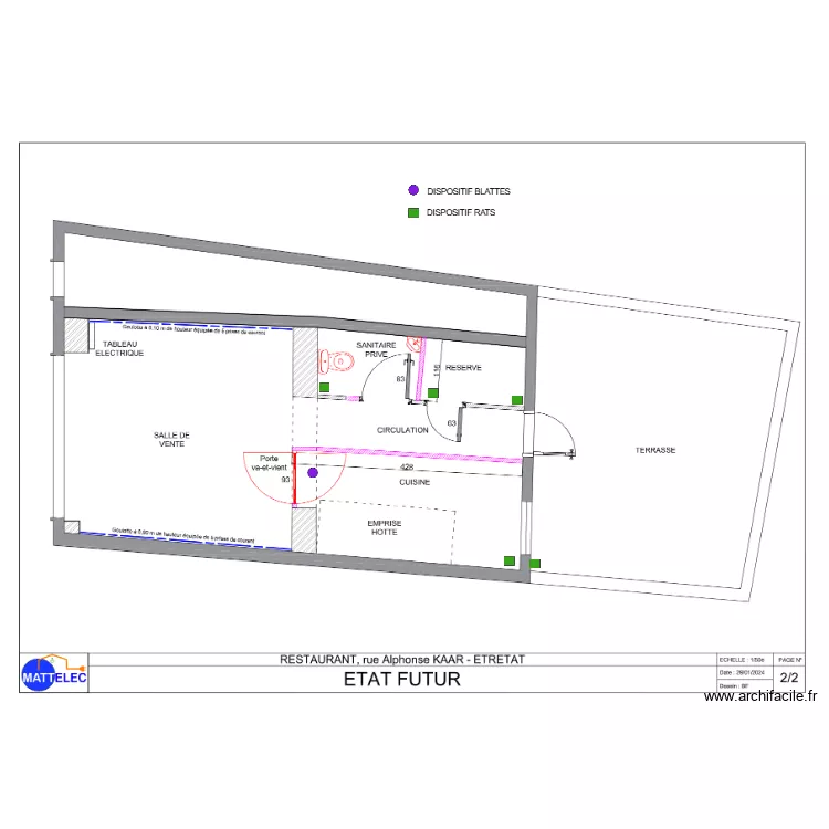 LA CANTINE D'ETRETAT. Plan de 