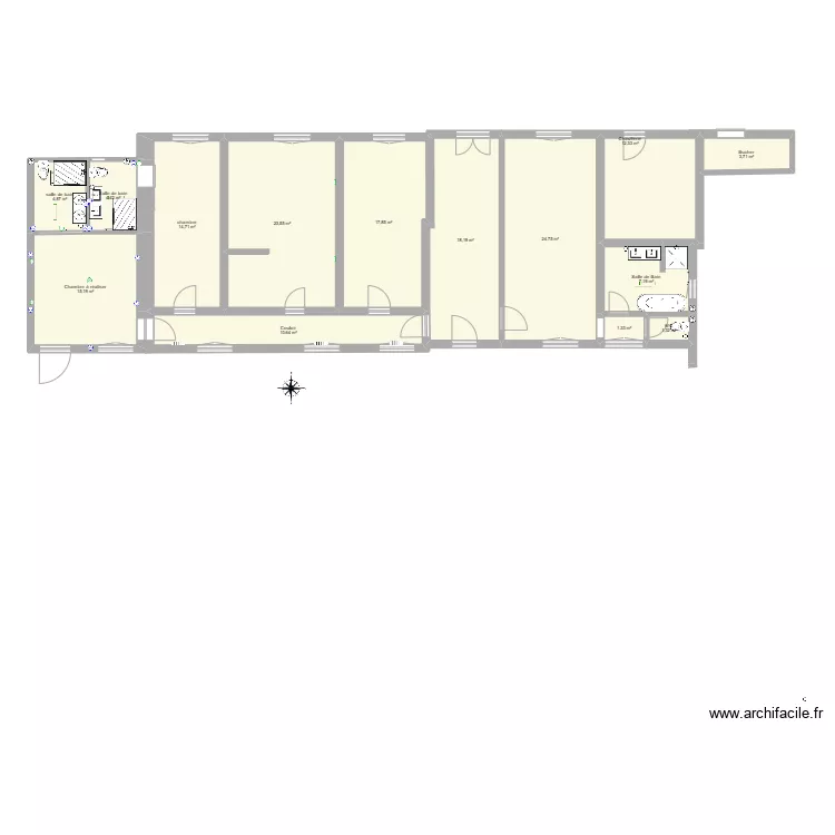 Plan GRAND ANGLEES travaux chambre. Plan de 