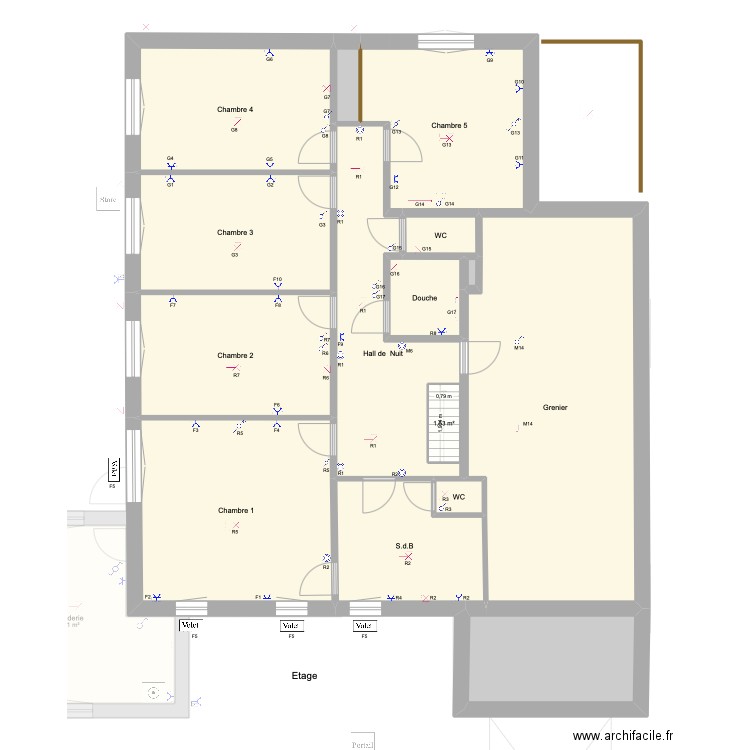 Etage 5. Plan de 24 pièces et 331 m2