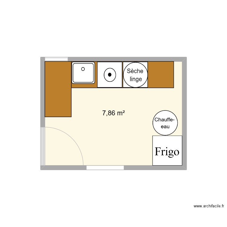 buendrie. Plan de 1 pièce et 8 m2