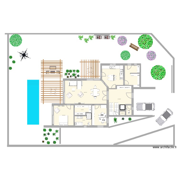 controle. Plan de 16 pièces et 203 m2