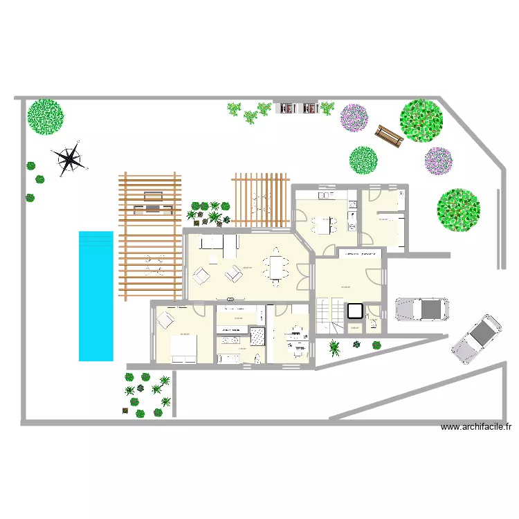controle. Plan de 16 pièces et 203 m²