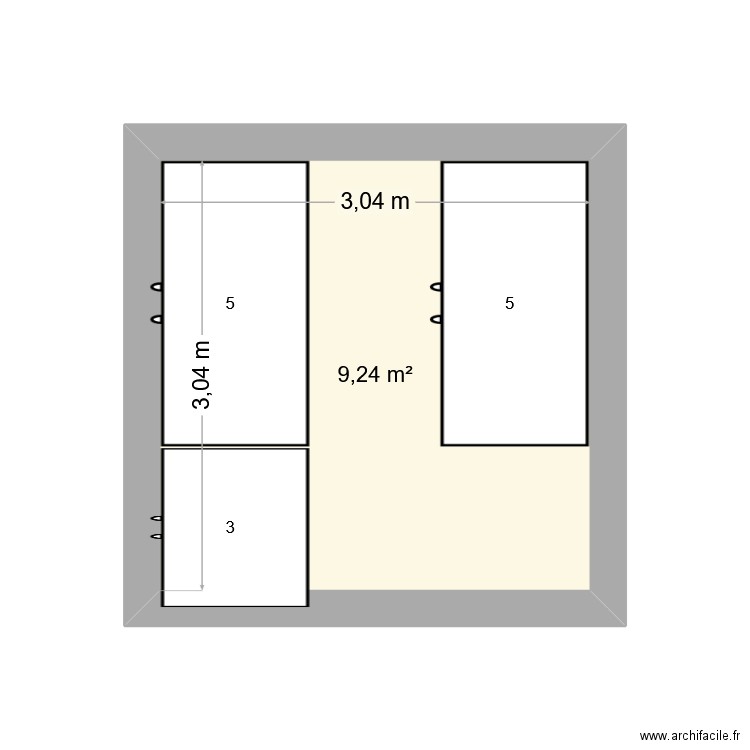 cabanon. Plan de 1 pièce et 9 m2