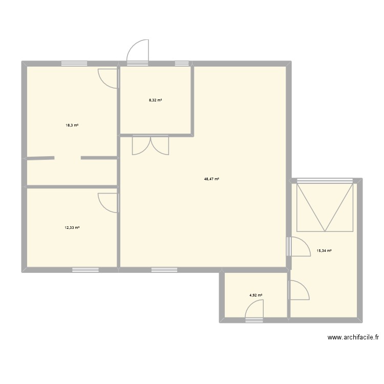 plan mini projet 3D. Plan de 6 pièces et 108 m2