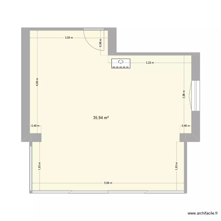 salle a manger salon. Plan de 1  et 36 m²