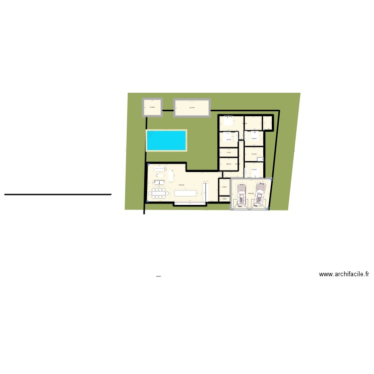 nouveau denney. Plan de 14 pièces et 332 m2