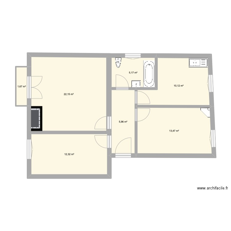 Oxybia . Plan de 7 pièces et 71 m2