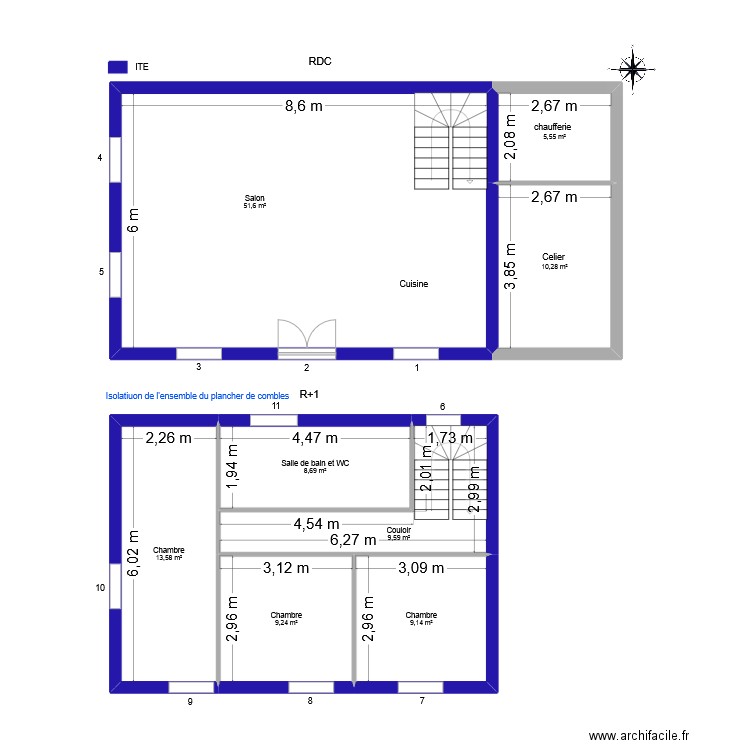 DEPHIX Marie Claire. Plan de 8 pièces et 118 m2