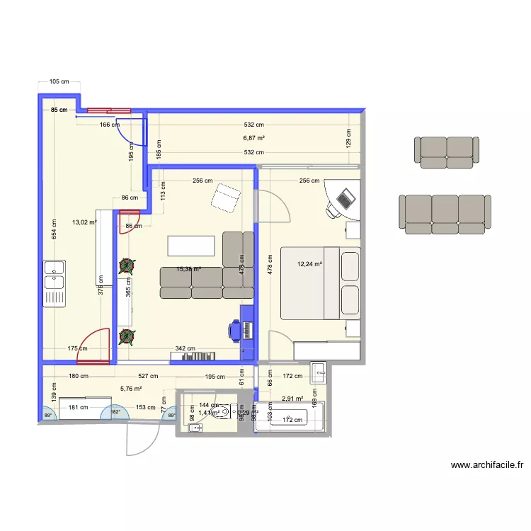 Premier plan. Plan de 8 et 58 m² Premier plan. Plan de 8 et 58 m²