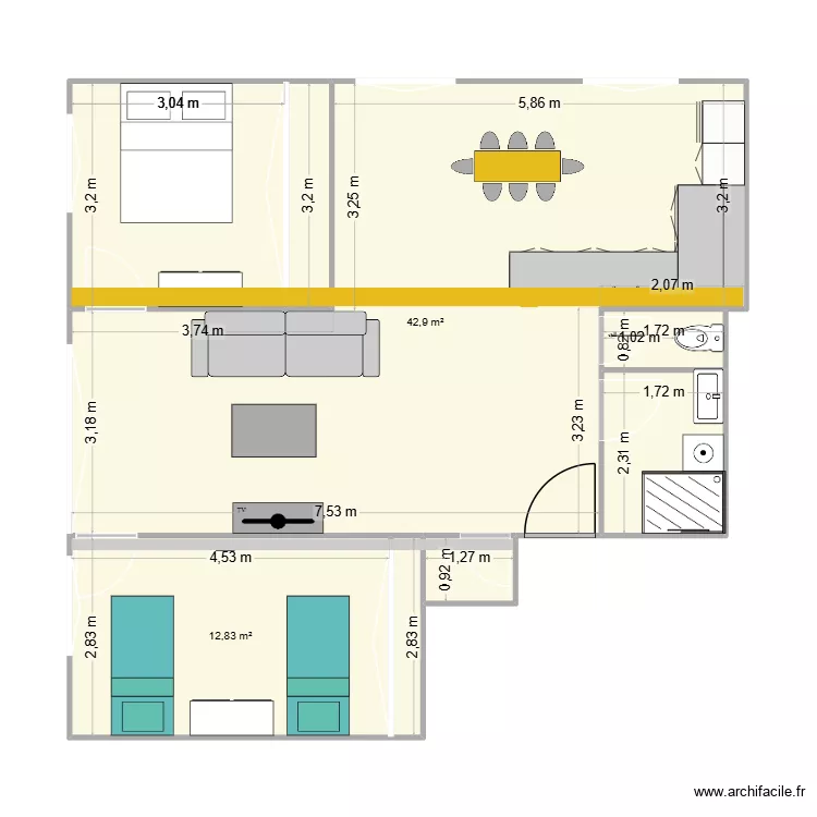 plan 3. Plan de 8  et 75 m²