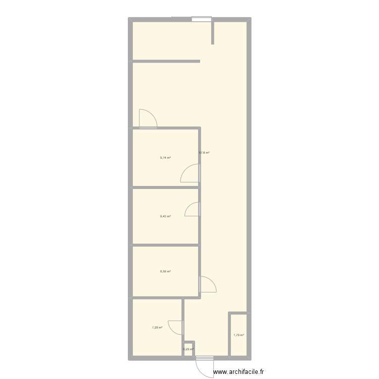 Cabinet. Plan de 7 pièces et 95 m2