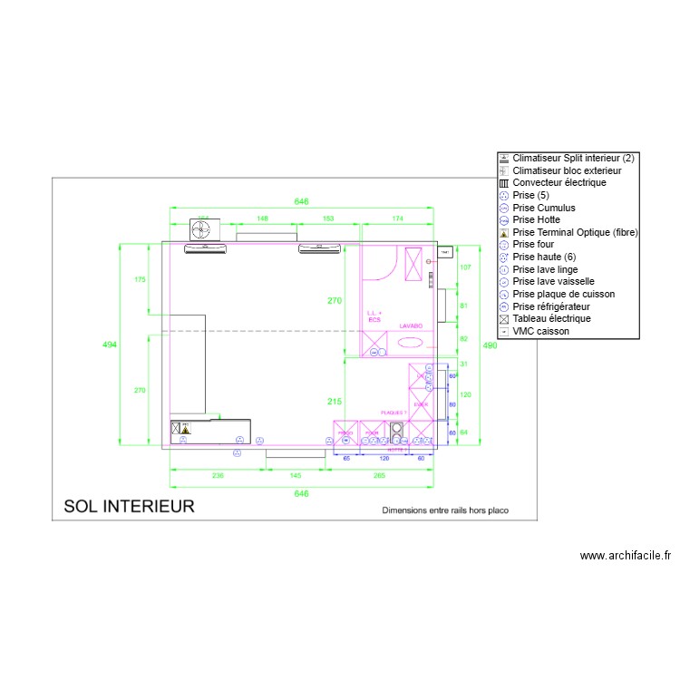 Electricité. Plan de 0 pièce et 0 m2