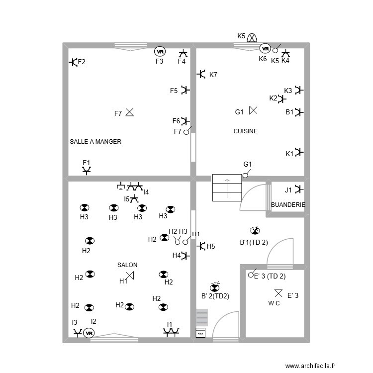 SALIM. Plan de 5 pièces et 61 m2