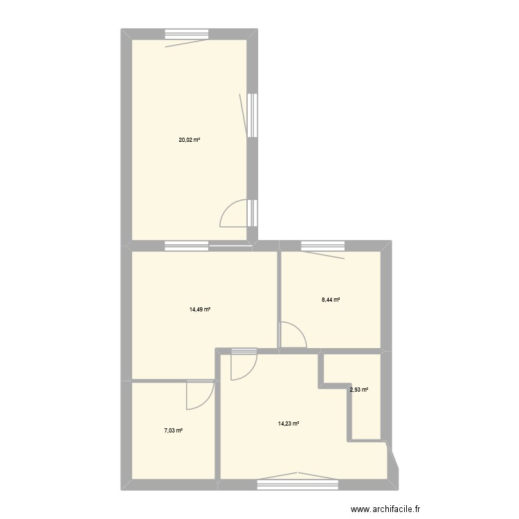 Maison ac modif et extension. Plan de 6 pièces et 67 m2