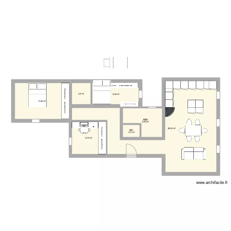 Bati. Plan de 7  et 73 m²