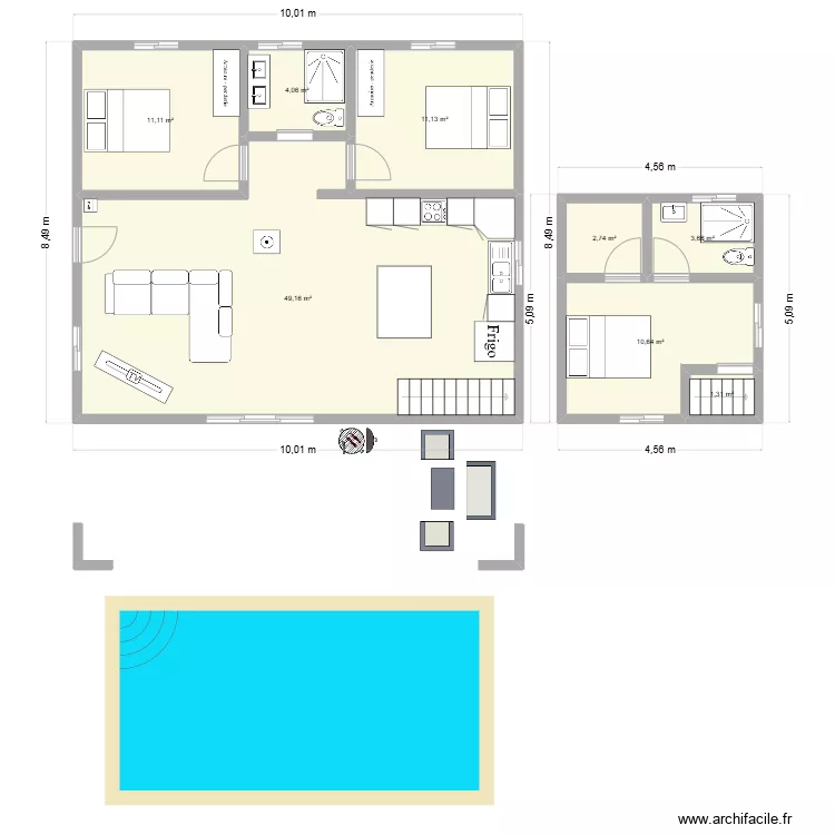 Maison 94 m² avec étage. Plan de Maison 94 m² avec étage. Plan de