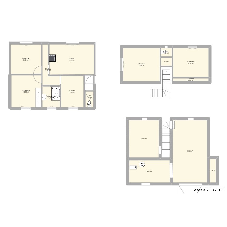 Maison Margny. Plan de 16 pièces et 125 m2