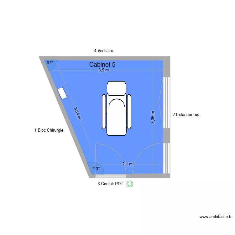 31719 Cabinet 5. Plan de 1  et 9 m²