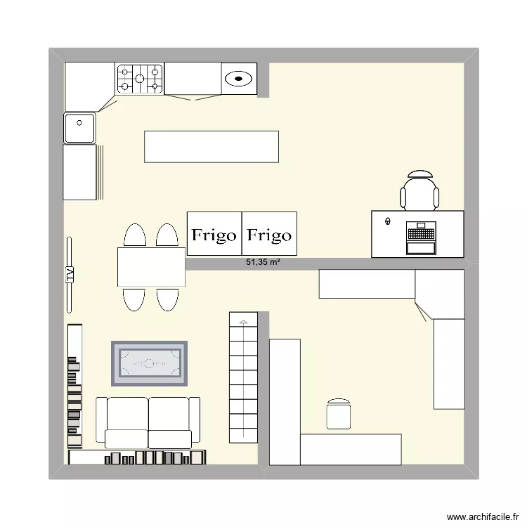 bodega. Plan de 1 pièce et 51 m²