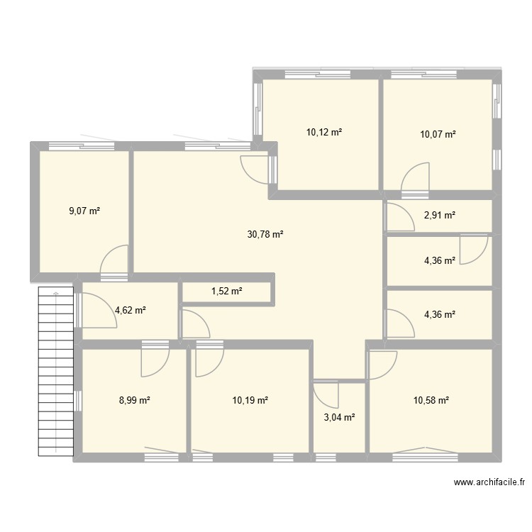 Claude Debussy Coloc 6 Ch x 2. Plan de 26 pièces et 223 m2