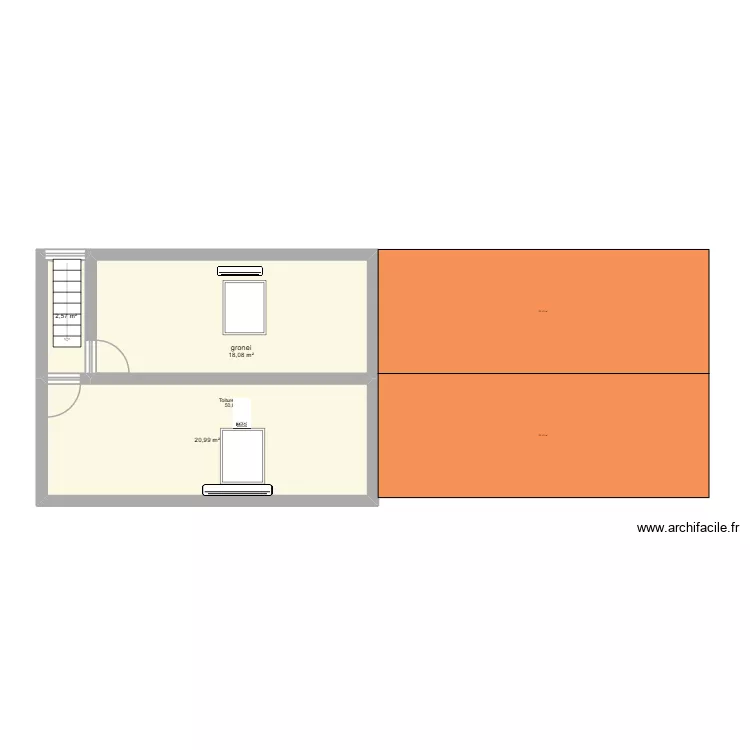 gronrei. Plan de 3  et 42 m²