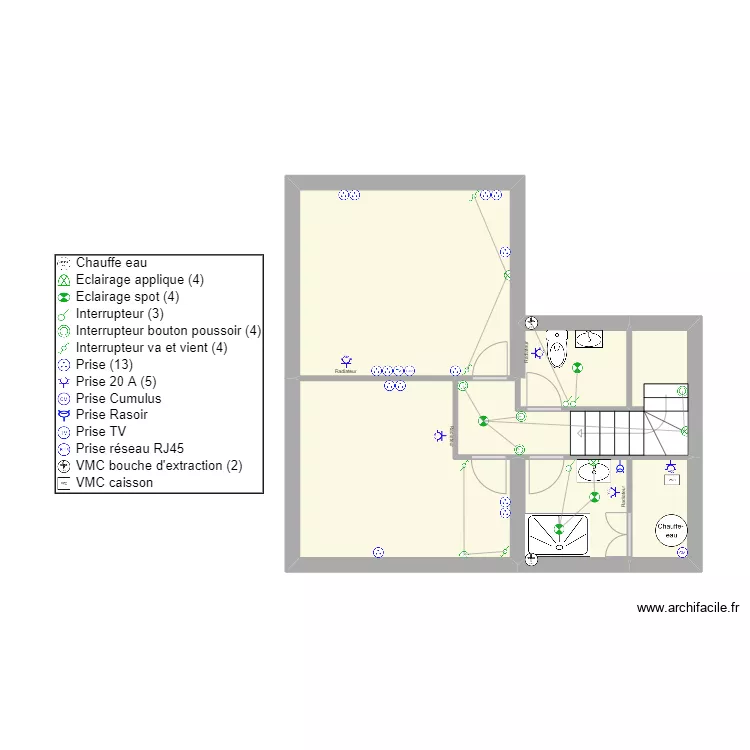 Jules Ferry - A - Elec Combles. Plan de 