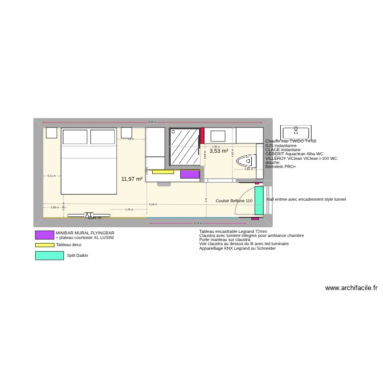 PLAN CHAMBRE TYPE BELLUNE V6. Plan de 0 pièce et 0 m2