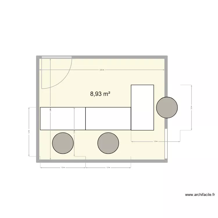 bur3Tables. Plan de 1 Pièce et 9 m² bur3Tables. Plan de 1 Pièce et 9 m²