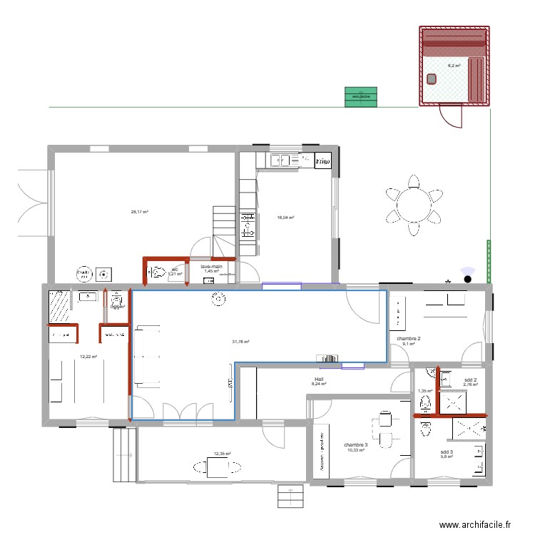 projet 4 ECO + initial  Allemagne. Plan de 15 pièces et 148 m2