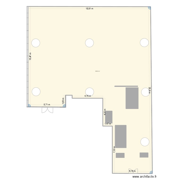 plan de l'atelier de production stephane hessel. Plan de 1 pièce et 353 m2