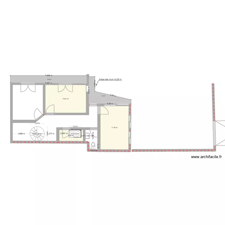 1er etage. Plan de 3 Pièces et 25 m²