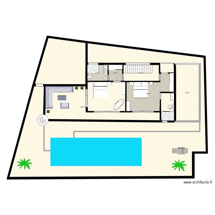 Samui  2. 1er  etage. Plan de 6 pièces et 87 m2