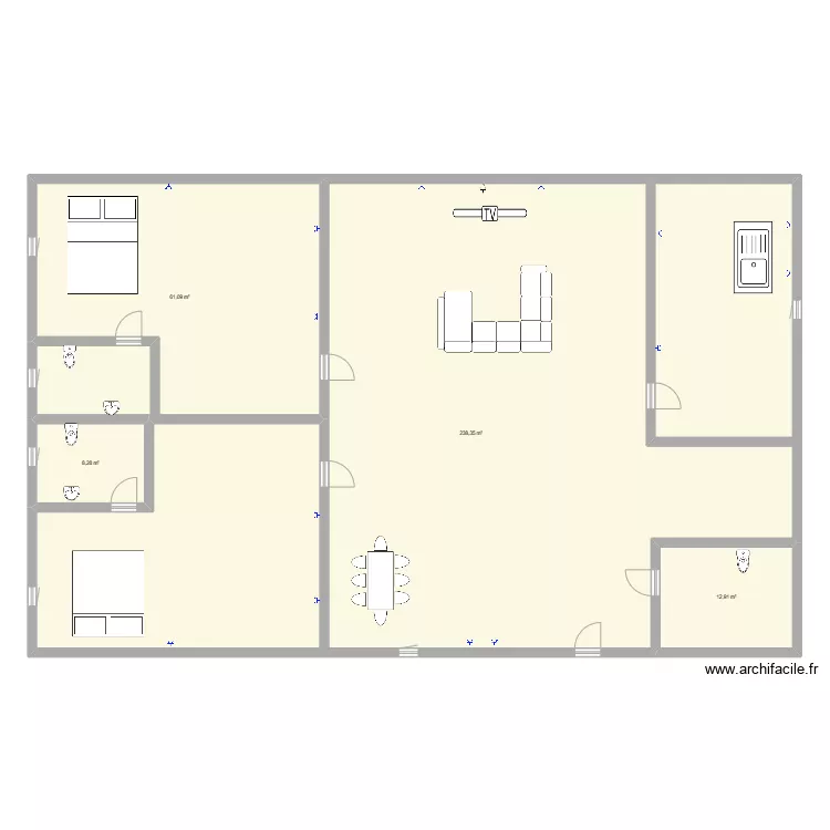 2 chambre salon. Plan de 