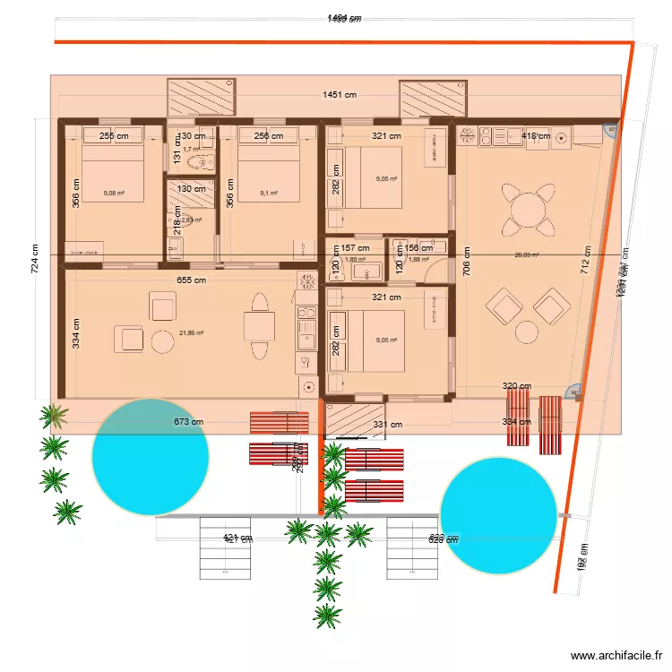 Popotte Steph 1/5. Plan de 10  et 92 m²