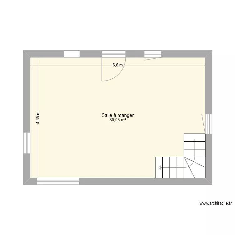 salle a manger. Plan de 1  et 30 m²