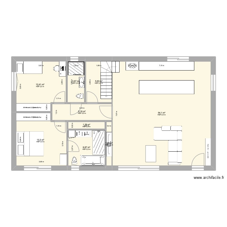MAISON ECCICA 2. Plan de 9 pièces et 104 m2