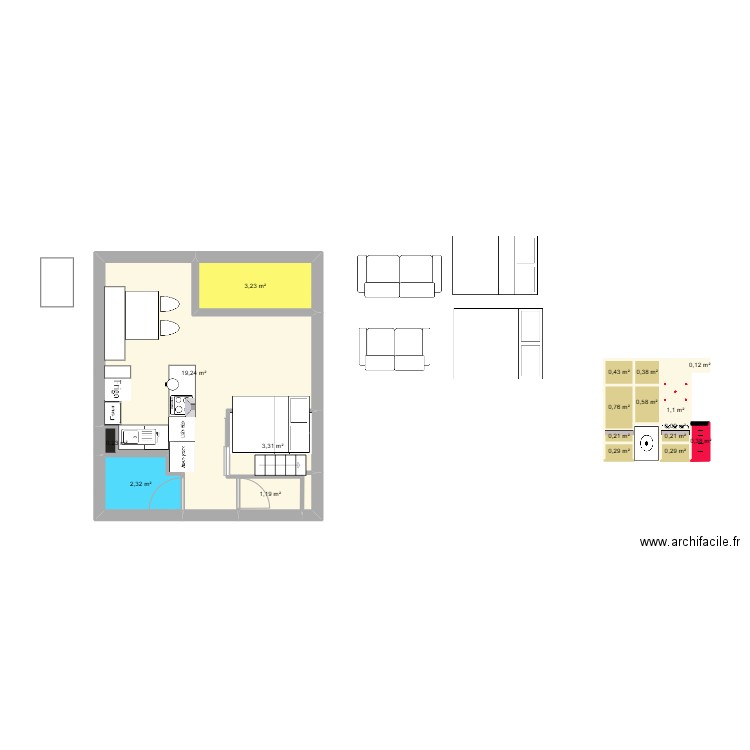 Plan Toussuire 12. Plan de 18 pièces et 34 m2