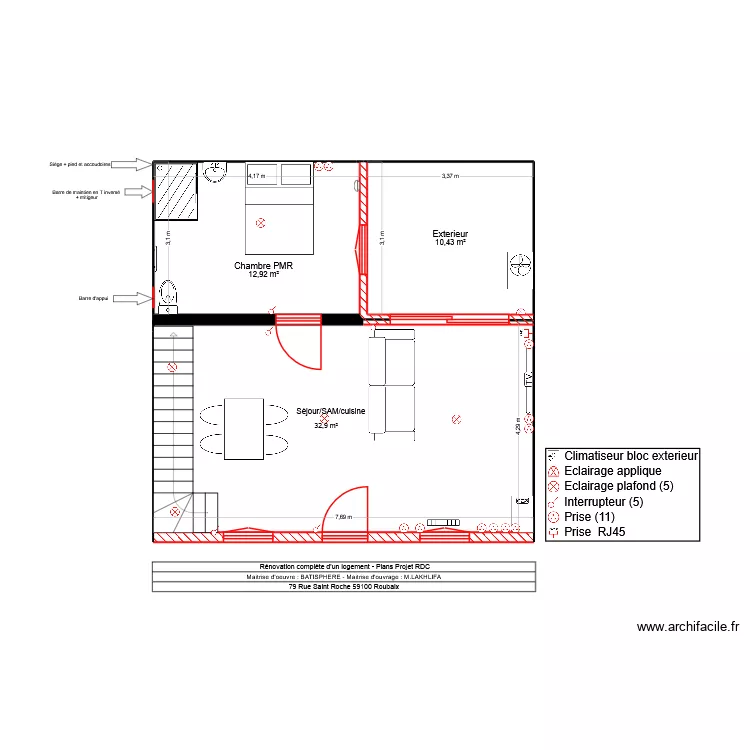 Plan LAKHLIFA RDC EX. Plan de 2  et 23 m²