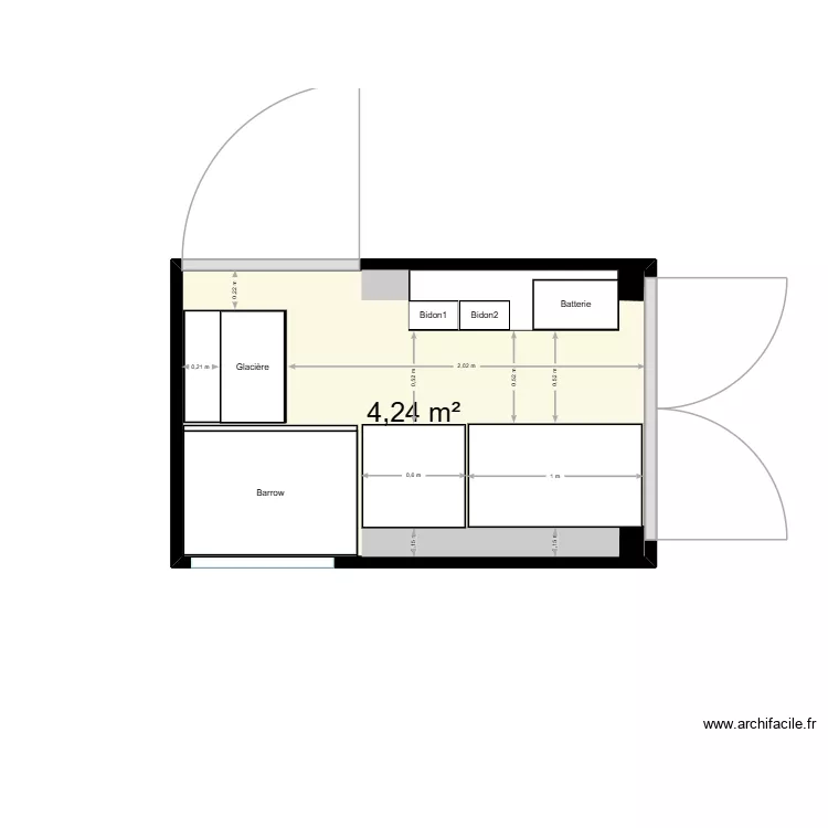 Van 2D v2. Plan de 1  et 4 m²
