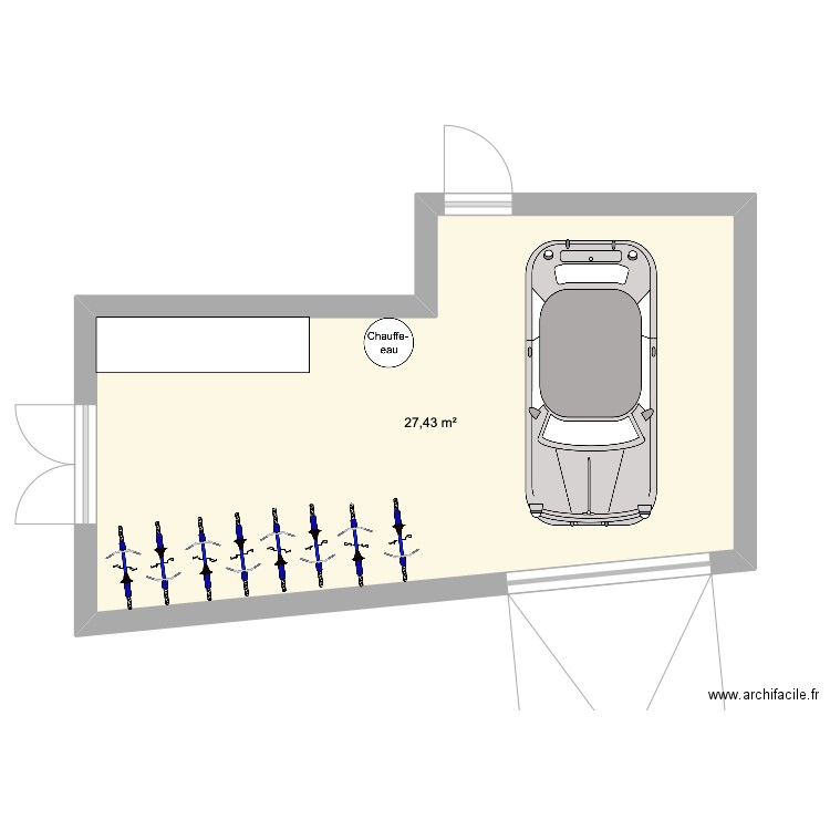 Atelier. Plan de 1 pièce et 27 m2