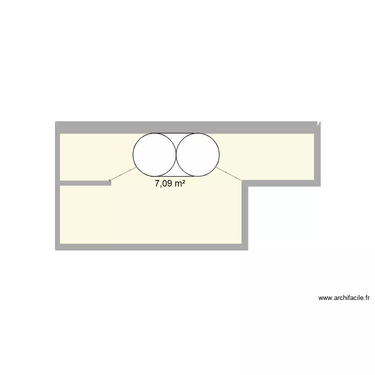 Baignoire. Plan de 1  et 7 m²