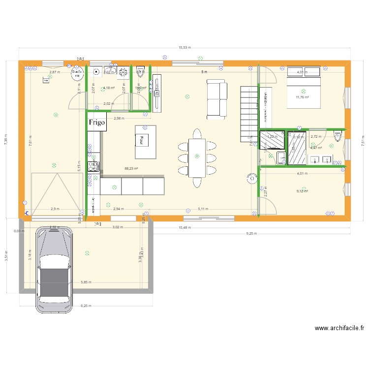 GERMAIN DANIELLE 2. Plan de 7 pièces et 121 m2