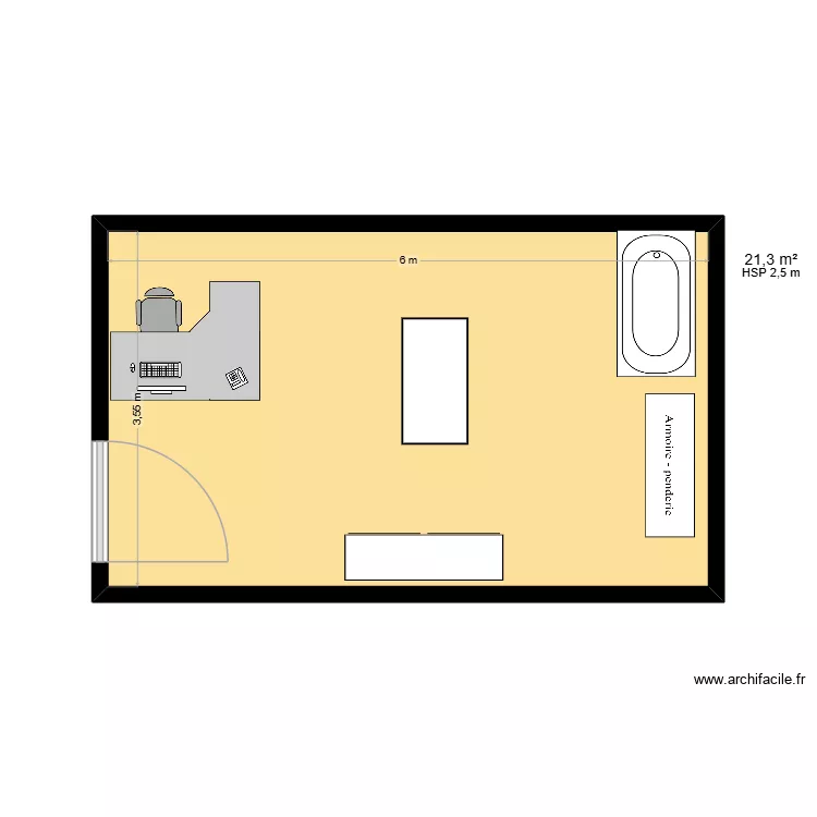 salon toilettage chez les parents. Plan de 1  et 21 m²