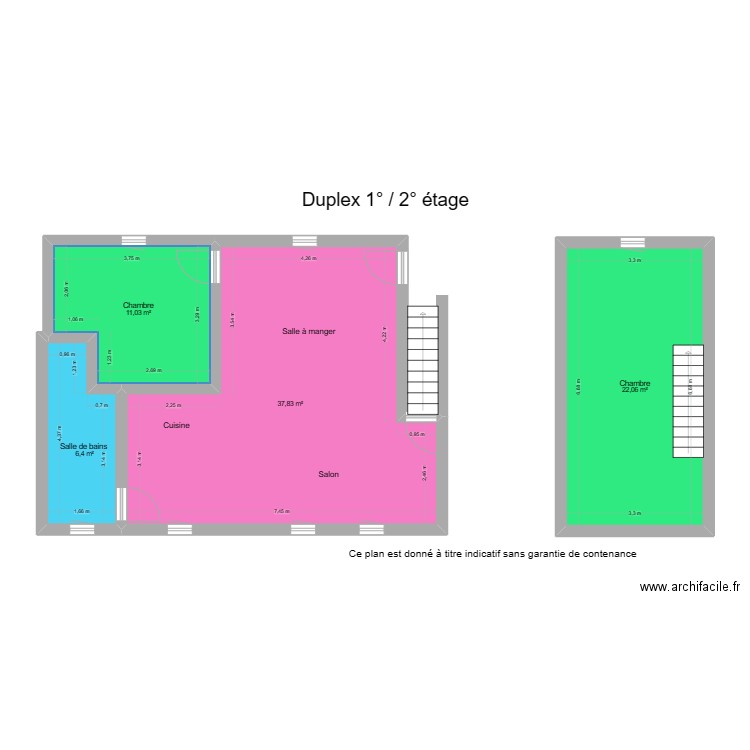 1° étage welkenraedt. Plan de 4 pièces et 77 m2