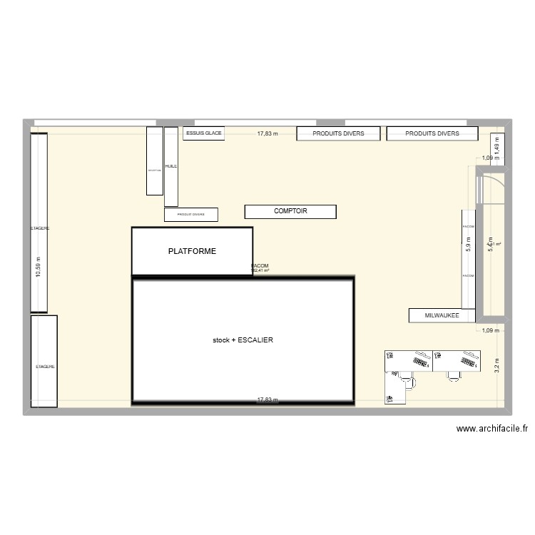 RONDEAU AVANT. Plan de 2 pièces et 187 m2