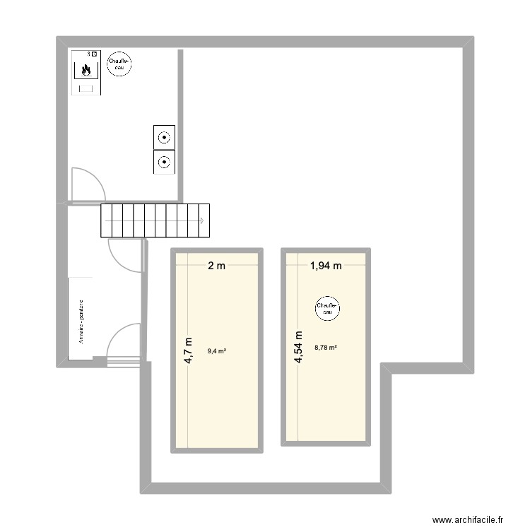 Chalet. Plan de 2 pièces et 18 m2