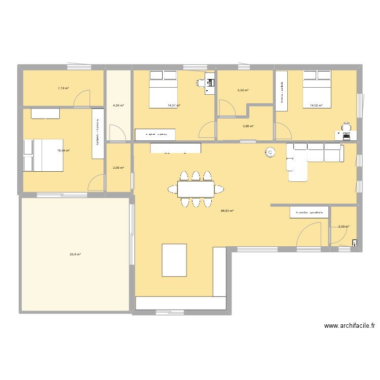 Plan maison 2. Plan de 11 pièces et 168 m2