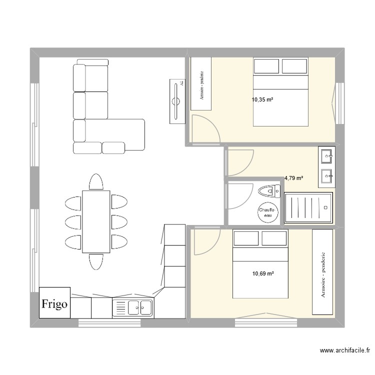 davaye 63. Plan de 3 pièces et 26 m2